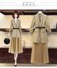 Women Oversized Suit Long Coat Mesh Skirt Two-piece Set 2023 Autumn Winter Female Elegant Solid Blazer Dress Suits with Belt s13
