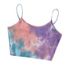Women New Fashion Tie Dye Print Tank Vest Spring Summer Sleeveless Sexy Crop Tops Ribbed Knitted Leisure Basic Bodycon Bra Camis