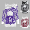 Gothic Casual Women T Shirts Skull Graphic Off Shoulder Two Piece Tee Sets Long Sleeve Spring Fashion Tops Female Clothes D30