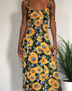 MKD LUFI Allover Floral Print Buttoned Cami Dress Women Spaghetti Strap Mid-calf Summer Dress