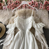 Beach Dress White 2023 Summer Long Ins Elegant Ruffles Off Shoulder Backless Sling Female Vestidos Chiffon Dress Maxi