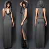 Imily Bela Vintage Hooded Maxi Dress Women Sexy Sleeveless Side Slit Split Bodycon Long Dress Femme Rome Open Side Vestidos