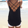 2022 Women's Camisole & Tanks Solid Sleeveless Spaghetti Strap Tops Backless Hollow Out Open Back Cool Loose Top Sexy Vest Cami