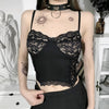 Lace Mall Gothic Punk Women Black Camis Grunge Alt Clothes Emo Harajuku Crop Tops Sexy Bodycon Summer Backless Outfits