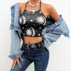 Sexy Women Crop Top 2022 Summer Devil Child Strap Tank Tops Cropped Feminino Ladies Elastic Shirt Vest Camisole