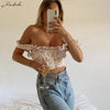Macheda Summer Flower print Vest Women Fashion Sleeveless Strapless Ruffles Crop Tops Ladies Street Casual Tanks Camisole 2022