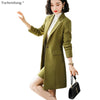 2022 New Fall Winter Women Blazer Elegant Long Sleeve Formal Jackets Green Red Yellow Apricot Blue Coat