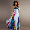 Women's Sexy Wrap-around Sleeveless Off-Shoulder Gathered Digital Floral Printed Floor-Length Dress for Party