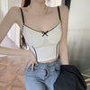 Sweet wind short cropped umbilical slim slimming inner wear small vest women 2022 spring and summer bow stitching ladies camisol