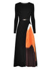 MoaaYina Designer dress Spring Autumn Women's Dress Sashes knitting Long sleeve Patchwork Pleated Dresses