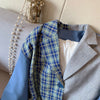 High sense of small suit jacket female design sense niche stitching plaid loose fried street all-match jacket spring and autumn