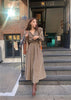 BGTEEVER V-neck Single-breasted Female Long Dress 2023 Spring Elegant Long Sleeve Belted Women Dress Straight Loose Vestidos