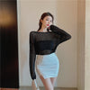 Sexy Backless Hollow Cross Pearl Knit Pullovers European Women 2023 Spring Fall Long Sleeve Sweater Clothing Sweet Girl