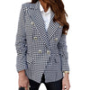 Autumn Winter Thick Plaid Blazer Women Notched Double Breasted Long Sleeve Jacket Coats Slim Female Blazer Tops WDC5730