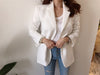 2023 s Temperament Women 's Blazer Korean Chic Minimalist Notched Collar Pocket Long-sleeved Loose Outwear Female