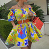 Autumn Women Pattern Print Party Dress 2023 Spring Slash Neck Ruffle Office Dress Retro Lady Backless Long Sleeve Mini Dress