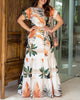 Fairy Holiday Summer Casual Tropical Print Short Sleeve Sexy Floral  Maxi Dress High Waist Party Wear Robes Women's Long Dresses