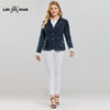 Women's Plus Size Casual Fashion Busine Denim Suit Premium Stretch Knitted Denim Slim Fit Denim Jacket