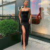 Nibber red black year christmas party long dresses women 2023 spring Basic bodycon lace up stretch Slim midi dresses femme