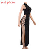 Cryptographic Elegant Black Sleeveless Bandage Sexy Dress for Women Club Party Backless Tank Dresses Skinny Summer 2023