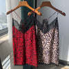 2022 New Women Leopard Camis Summer Sleeveless Lace Patchwork V Neck Ladies Sexy Viscose Tops Female Vest Tank top