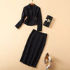 Women's Set 2023 Spring Autumn Business Suit Women Black Blazer Coat+Midi Pencil Skirt Set Suit Female 2 Piece Set