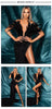 VC Deep V-neck Women's Skirt 2023 Feather Decorated Black Sequin Sleeveless High Slit Long Dress