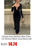 Fantoye Sexy Backless Sequins Maxi Dress For Women Black Long Sleeve Solid Elegant Dress Women Spring Slim Party Evening Clothes