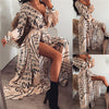 Boho Printed Floral Long Maxi Dress Women Female Casual Loose Ankle-Length Empire V-Neck Long Splits Dresses Vestidos