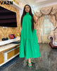 VAZN 2023 Pleated Chic Ladies Slim Elegant Female Solid Skinny Maxi Dress Sexy Lady O-Neck Sleeveless Long Dress