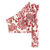 2023 Women Print Ruffled Short Blouses Vintage Asymmetric Neck One Sleeve Shirts Girls Casual Chic Tops