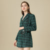 Plaid Long Blazers Jacket Women Autumn Winter Notched Long Sleeve Plus Size Office Ladies Coat Double Breasted Dress Blazer