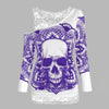 Gothic Casual Women T Shirts Skull Graphic Off Shoulder Two Piece Tee Sets Long Sleeve Spring Fashion Tops Female Clothes D30