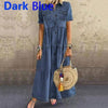 Women Summer Autumn Denim Long Dresses Retro Button Pockets Jeans Maxi Dress Ladies Casual Vestidos