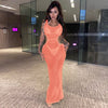 Sleeveless Cut Out Sexy Mesh Maxi Dress Women Backless Straps Party Bodycon Long Dresses Bikini Cover Up Beach Dress 2023 Summer