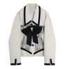 Autumn Winter Korea Patchwork Bow Vintage Stylish Women Elegant Blazer Long Sleeve Jacket Female Outerwear Chic Tops Ladies Coat