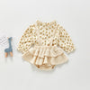 2Pcs Baby Long Sleeve Body Pelele Bodysuits Spring Autumn Floral Print Girl Clothes Romper Overalls Dress With Stand-Up Collar