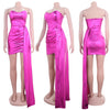 Zoctuo Club Party Dress Reflective Ribbon Women Dresses Strapless Mini Sexy Wrap Bodycon Hottie Vestidos Birthday Gown