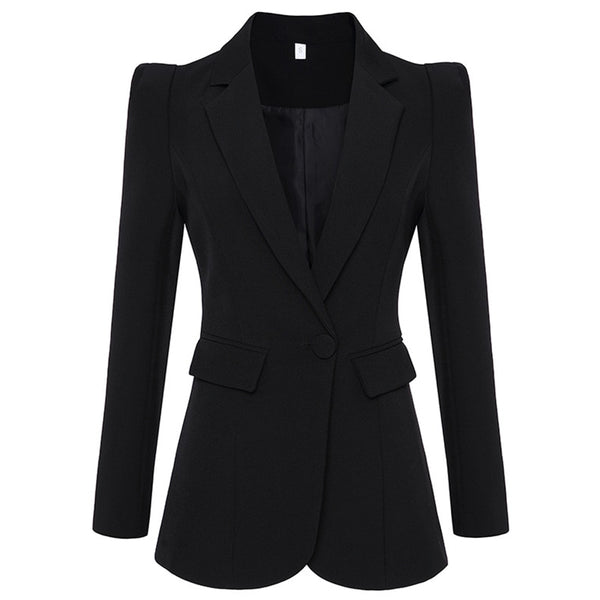 Autumn New Black White Blazer Women Work Office Formal Single Buttons Women Blazers OL Outwear Coat Big Size Blazers