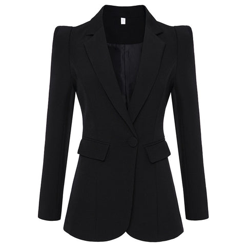 Autumn New Black White Blazer Women Work Office Formal Single Buttons Women Blazers OL Outwear Coat Big Size Blazers