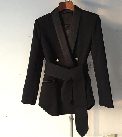 High Quality Fashion 2022 Black White Pink Blazer Women Designer Long Sleeve Double Buttons Outer Jacket Blazers Female