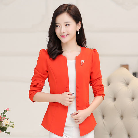 Medium-long slim  elegant women's suit female formal solid color blazer coat women vestidos