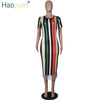 Summer Tassel Striped Dress Women Clothes Plus Size Sundress Casual Bodycon Dresses Elegant Robe Sexy Party Midi Dress
