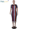 Summer Tassel Striped Dress Women Clothes Plus Size Sundress Casual Bodycon Dresses Elegant Robe Sexy Party Midi Dress