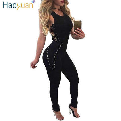 Women Bandage Jumpsuits 2022 Sleeveless Bodycon One Piece Outfits Long Pants White Black Sexy Rompers Womens Jumpsuit