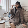 HAPEDY 2022 Retro Plaid Woman Blazer Set Single-breasted Jacket & Pencil Skirt Two Pieces Skirt Suit Female Office Ladies Suit