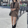 HAPEDY 2022 Retro Plaid Woman Blazer Set Single-breasted Jacket & Pencil Skirt Two Pieces Skirt Suit Female Office Ladies Suit