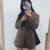HAPEDY 2022 Retro Plaid Woman Blazer Set Single-breasted Jacket & Pencil Skirt Two Pieces Skirt Suit Female Office Ladies Suit
