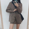 HAPEDY 2022 Retro Plaid Woman Blazer Set Single-breasted Jacket & Pencil Skirt Two Pieces Skirt Suit Female Office Ladies Suit