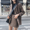 HAPEDY 2022 Retro Plaid Woman Blazer Set Single-breasted Jacket & Pencil Skirt Two Pieces Skirt Suit Female Office Ladies Suit